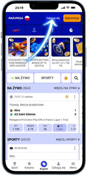 Paripesa casino login Kliknij przycisk „Login”