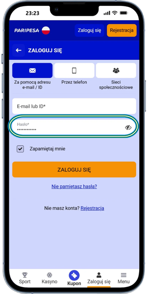 Paripesa login Wpisz hasło