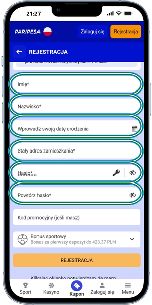 Paripesa casino Uzupełnij formularz